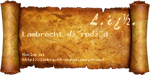 Lambrecht Árpád névjegykártya